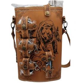 Ploskačka SADA s motívom Medveď 3 poháriky a nôž