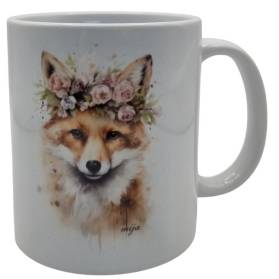 Hrnček keramický s potlačou LÍŠKA kvety 330ml