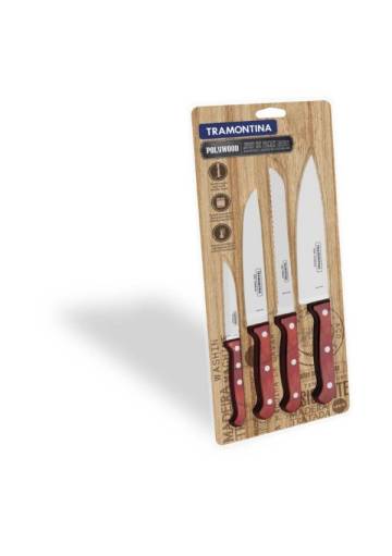Tramontina Polywood 4ks/set kuchynských nožov, hnedá