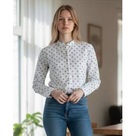 LUKO dámska košeľa biela KVIETOK, dl. rukáv 232114-9-BK