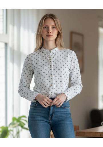 LUKO dámska košeľa biela KVIETOK, dl. rukáv 232114-9-BK