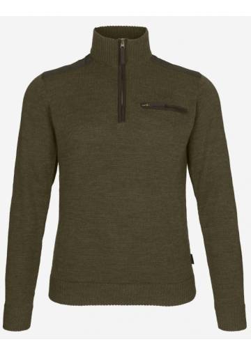 Sveter Seeland Buckthorn zips Shaded olive melange