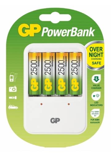 Nabíjačka GP PB420 + 4xAA nabíjateľné batérie GP2500 NIMH