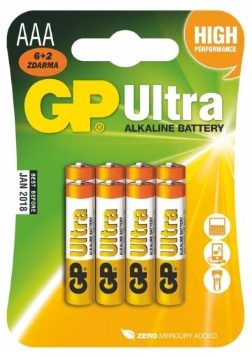 Batéria GP Ultra alkalická AAA / 8 ks