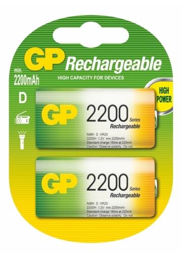 Nabíjacia batéria GP 2200 mAh NiMH D / 2 ks