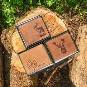 Kožená poľovnícka/rybárska peňaženka s motívom