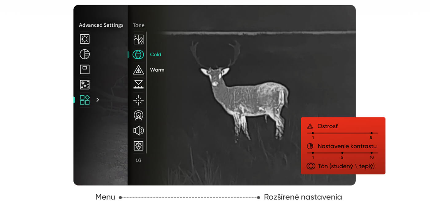 Termovizní monokulár HIKMICRO CONDOR - Menu